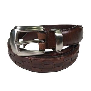Men's PGA Golf Wear Tour Top Grain Woven Leather Belt Brown 2369502 Size 40
